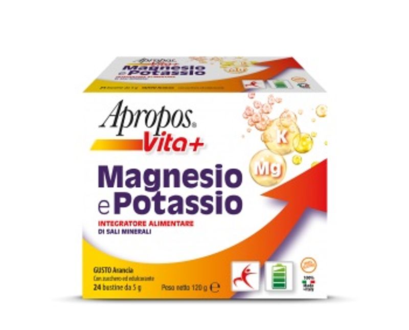Apropos vita+ Magnesio e Potassio 24 bustine gusto arancia-1