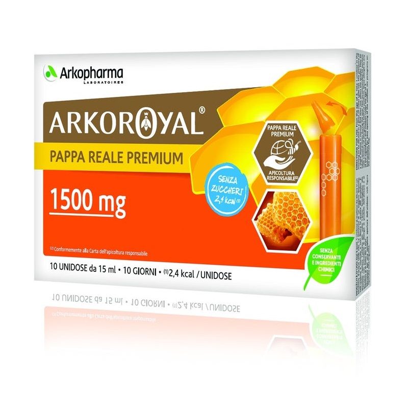 Arkopharma Arkoroyal Pappa Reale 1500mg Senza Zucchero 10 Flaconcini Da 15ml-1