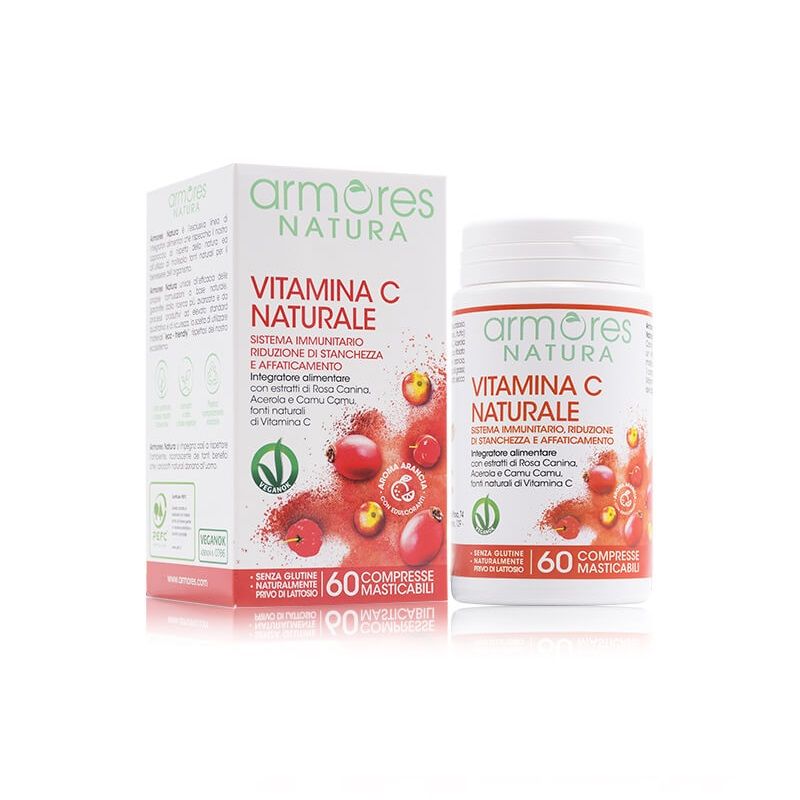 Armores Natura Vitamina C Naturale per la riduzione di stanchezza e affaticamento 60 compresse masticabili-1
