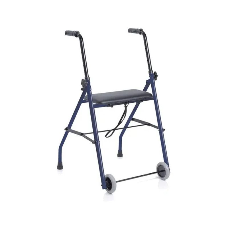 Rollator Mopedia Pieghevole Acciaio 2 Ruote 2 Puntali Con Seduta RP682-1