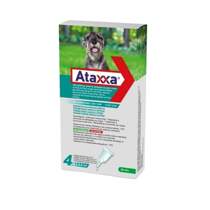 Ataxxa Spot-On Soluzione 4 Pipette 2,5ml 1.250mg + 250mg Cani 10/25kg-1
