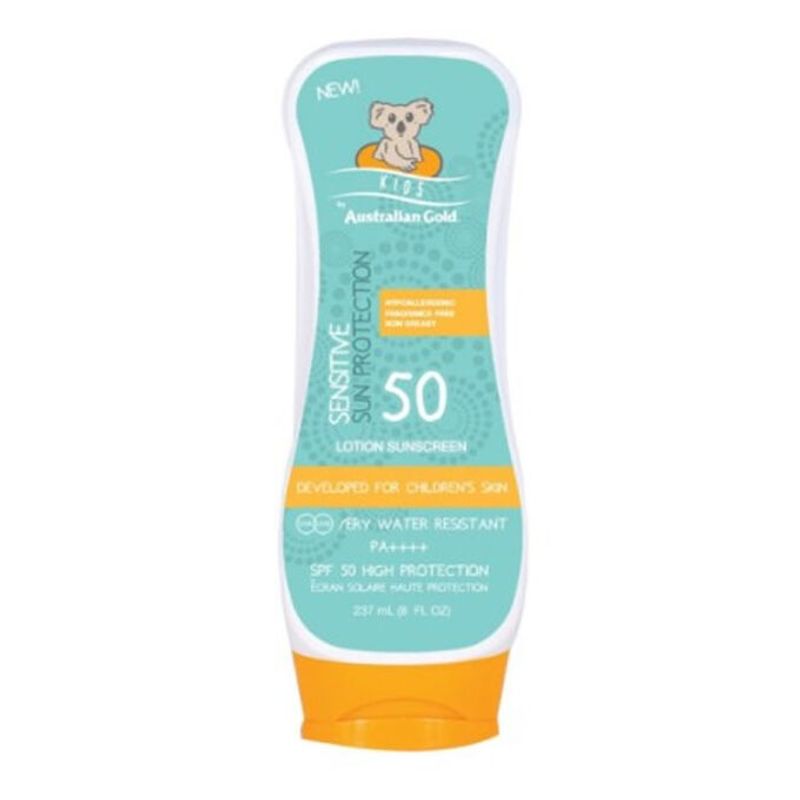 Australian Gold Sensitive Sun Protection SPF50 Lozione protettiva per bambini molto alta 237ml-1