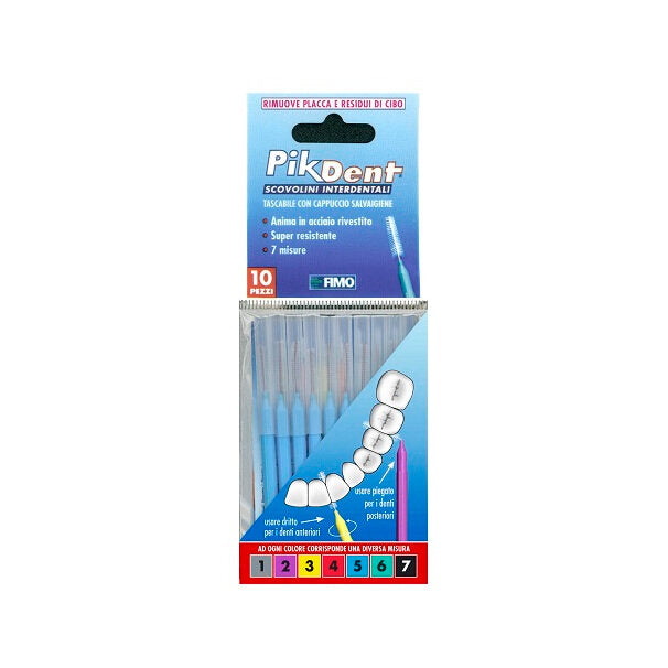 Pikdent lo stuzzicolino scovolini interdentali colore azzurro 0,8mm 10 pezzi-2
