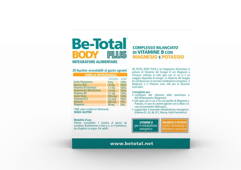 Be-Total Body Plus Integratore Alimentare Magnesio E Potassio Vitamina B Per Adulti 20 Bustine-2