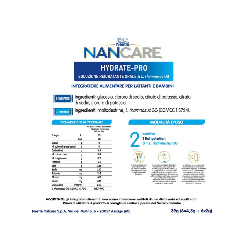 Nestlé Nancare Hydrate-pro Integratore Pediatrico Per Lattanti E Bambini Dalla Nascita 12 Bustine-2