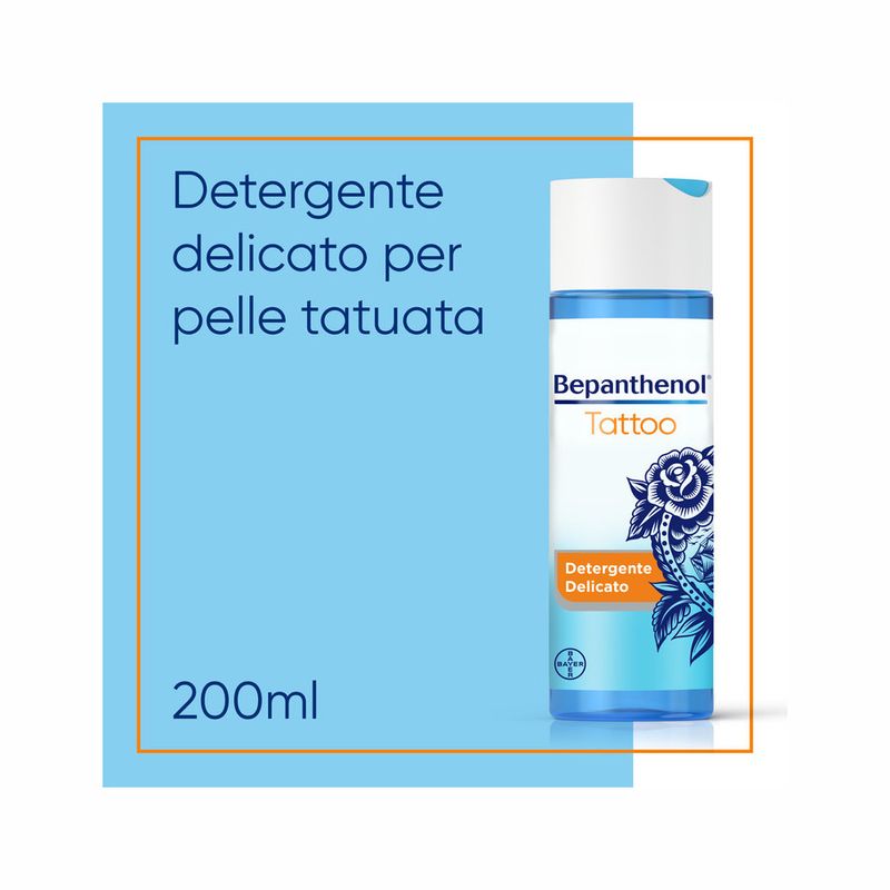 Bepanthenol Tattoo Detergente Delicato per Tatuaggi con Pantenolo Gel Senza Sapone 200ml-2