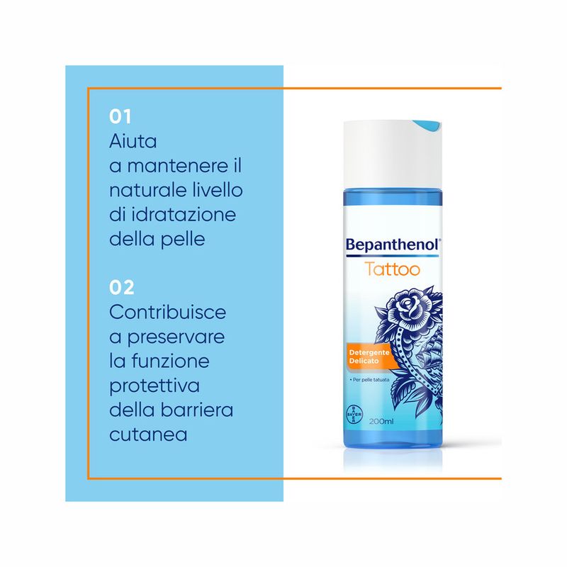 Bepanthenol Tattoo Detergente Delicato per Tatuaggi con Pantenolo Gel Senza Sapone 200ml-5