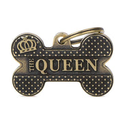 Medaglietta Per Cani E Gatti Personalizzata Osso Queen English Bronx Taglia Grande-1