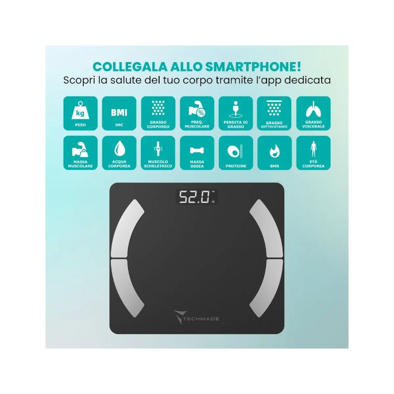 Techmade Bilancia Smart Digitale Black-5