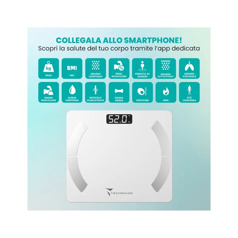 Techmade Bilancia Smart Digitale White-5
