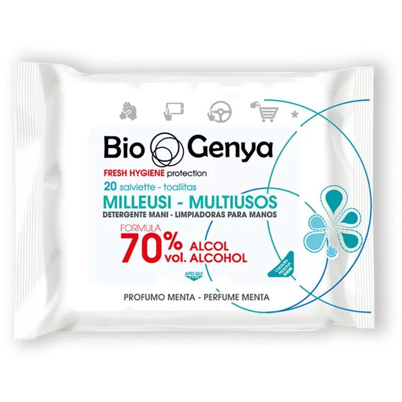 Biogenya Salviette Milleusi Igienizzanti 70% Alcool 20 Pezzi-1