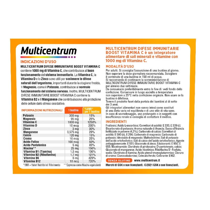 Multicentrum Difese Immunitarie Boost Vitamina C Integratore Alimentare Sali Minerali Vitamine 28Bst-2
