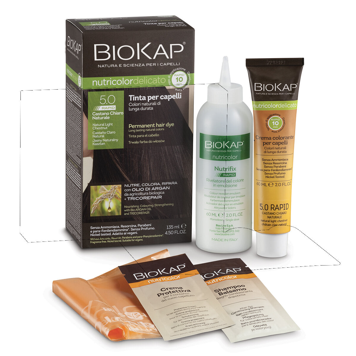 Biokap Nutricolor Delicato Rapid 4.05 Castano Cioccolato 135ml-2