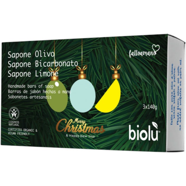 Biolù Tris Saponi Solidi Olivo/Bicarbonato/Limone 3x140g-1