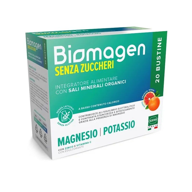 Biomagen Sali Minerali Magnesio Potassio Senza Zuccheri 20 Bustine-1