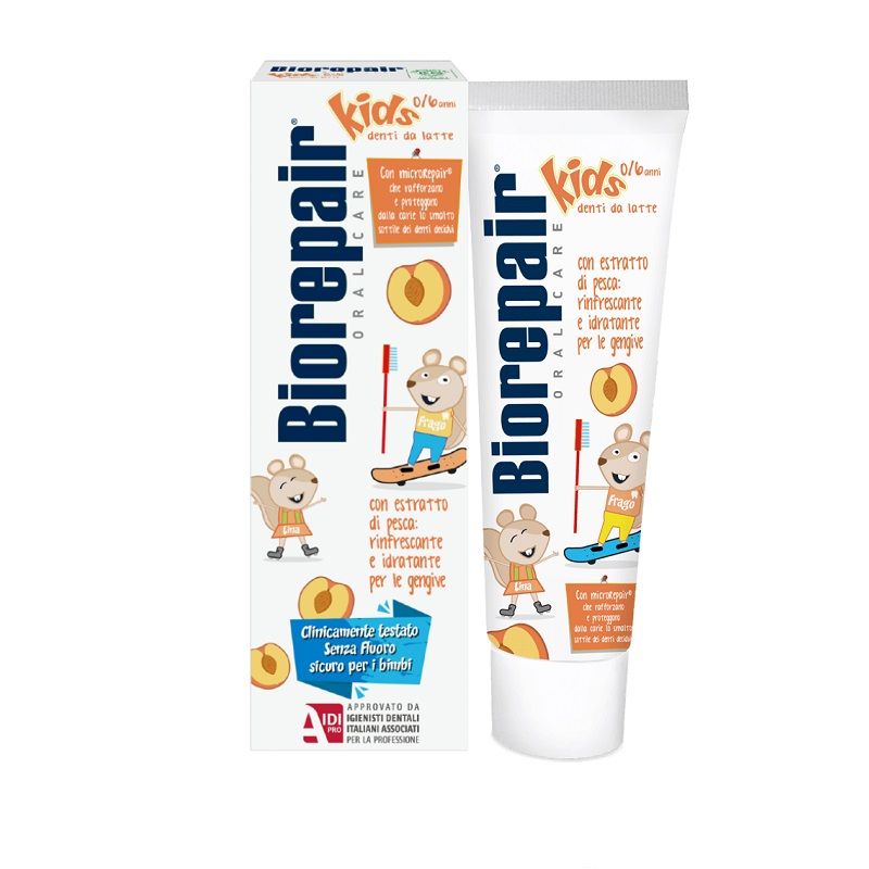 Biorepair Kids dentifricio per bambini 0-6 anni gusto pesca 50ml-1