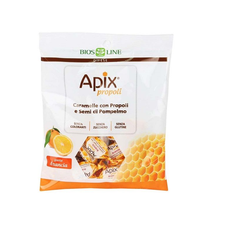 Biosline Apix Propoli Caramelle con Propoli e Semi di Pompelmo gusto Arancia-1