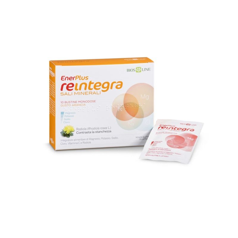 Biosline Enerplus Reintegra Integratore utile contro la stanchezza 10 bustine monodose gusto arancia-1