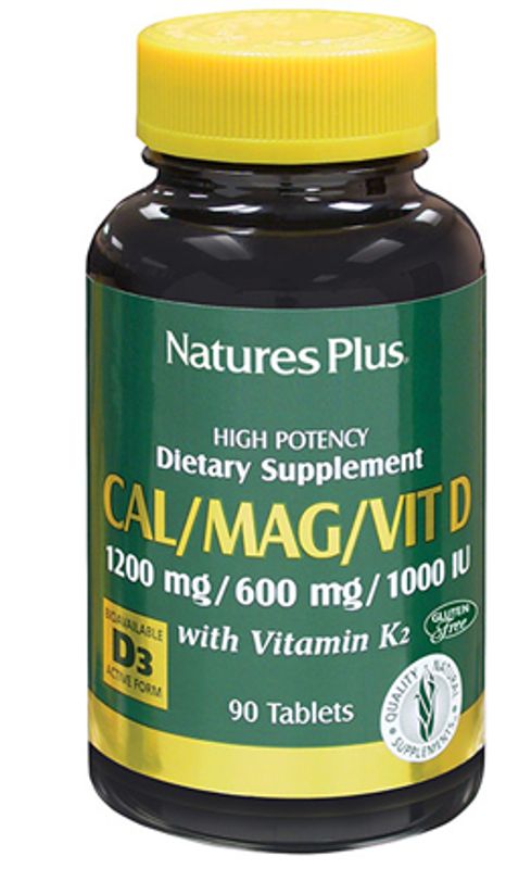 Nature's Plus CAL/MAG/D3 1200 mg/600 mg/1000IU con 100 mcg di Vitamina K2 Vaniglia 90 Tavolette-1