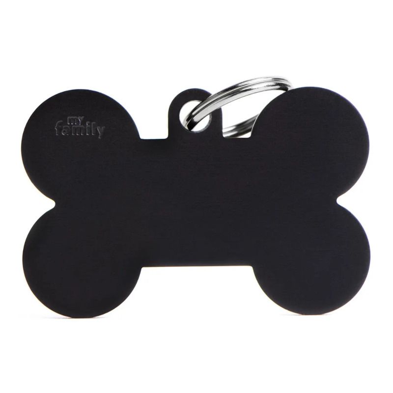Medaglietta Per Cani E Gatti Personalizzata Osso In Alluminio Nero Taglia XL-1