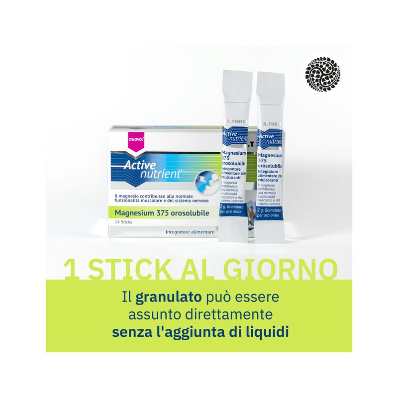 Dr. Theiss Nutrient Magnesium 375 benessere muscolare e sistema nervoso 14 stick orosolubili-2