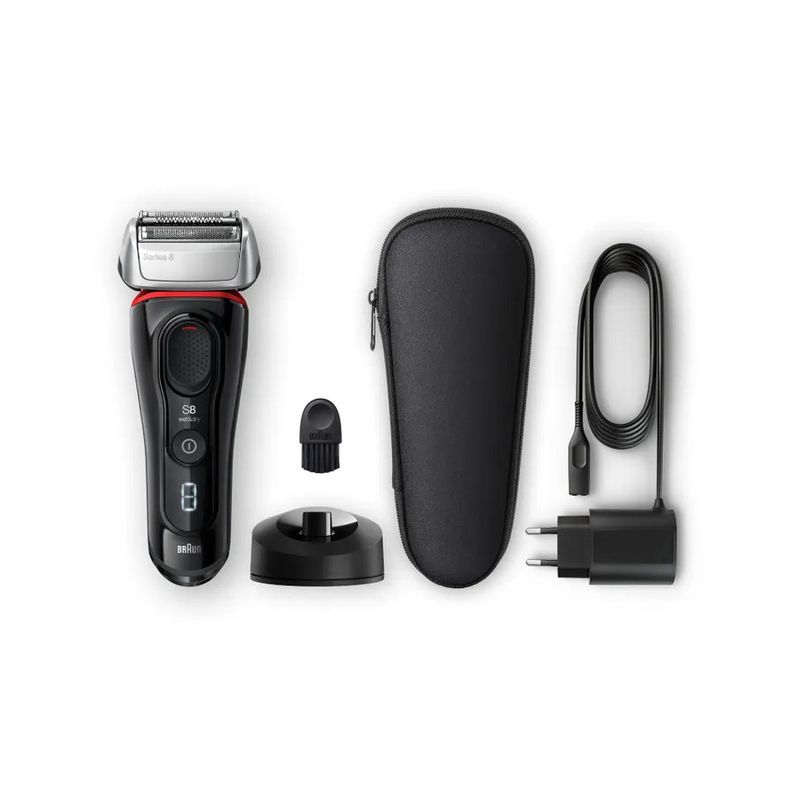 Braun Rasoio Series 8 Wet&Dry 8340s Con Base Di Ricarica E Custodia Da Viaggio Nero/Rosso-2