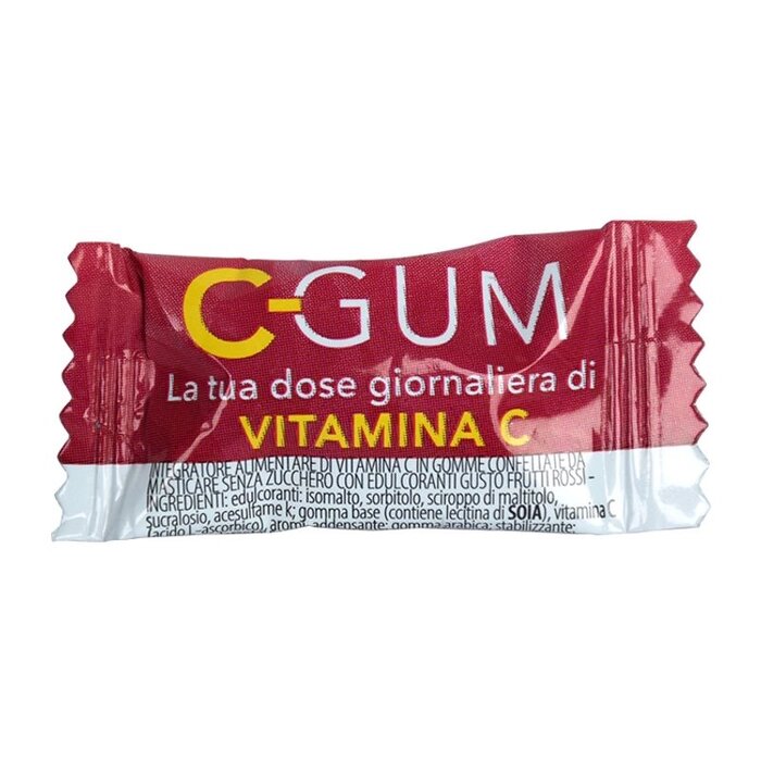 C-Gum la dose giornaliera di Vitamina C FRUTTI ROSSI 1 chewing gum monodose-2