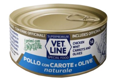 Vet Line Per Gatto Pollo Con Carote E Olive Al Naturale 70g-1