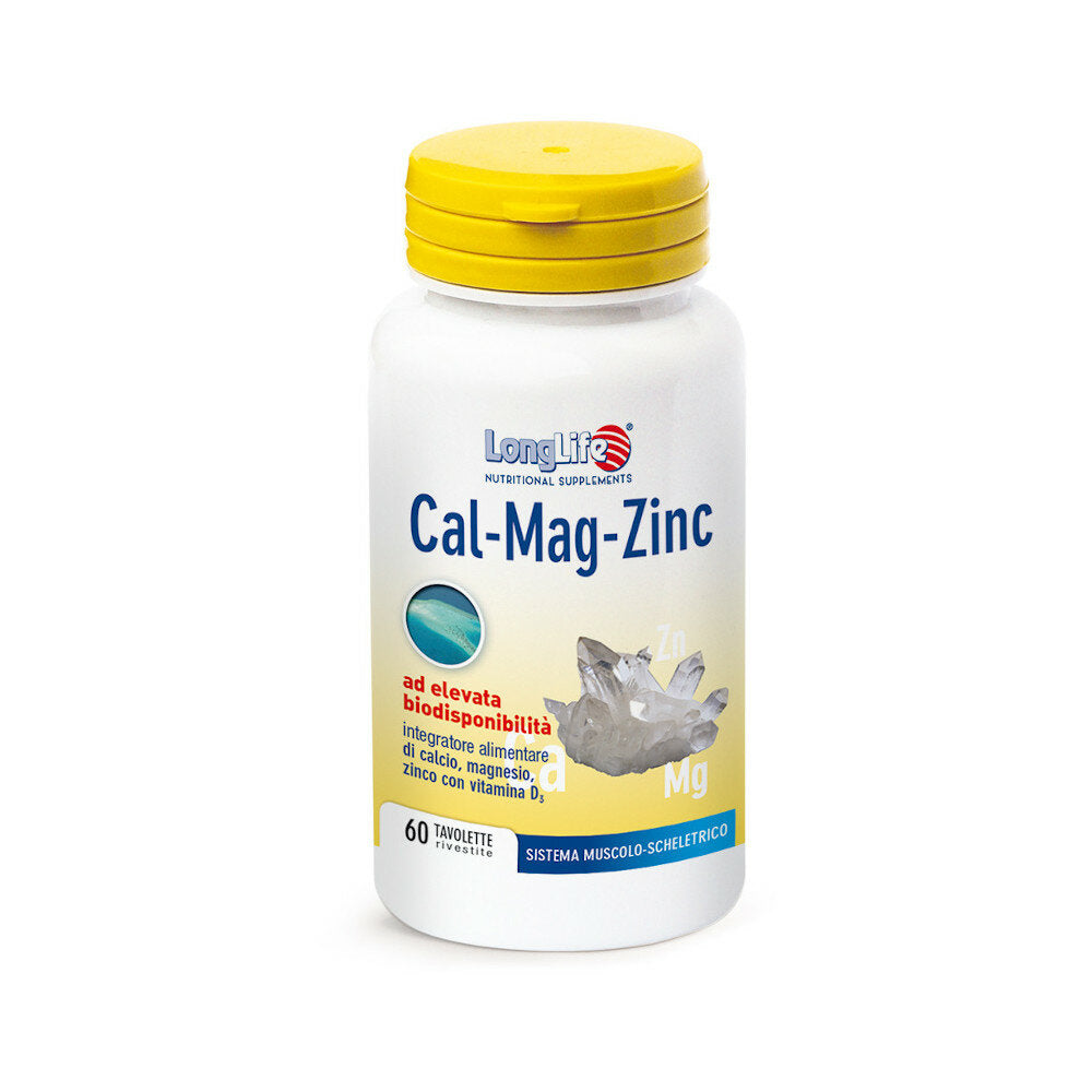Longlife Cal- Mag- Zinc coadiuvante del sistema nervoso e muscolo-scheletrico 60 tavolette-2