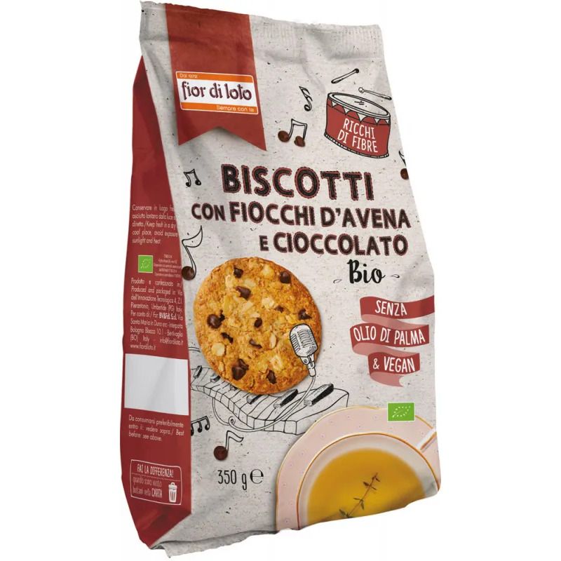 Fior Di Loto Biscotti Con Fiocchi Di Avena E Cioccolato 350g-1