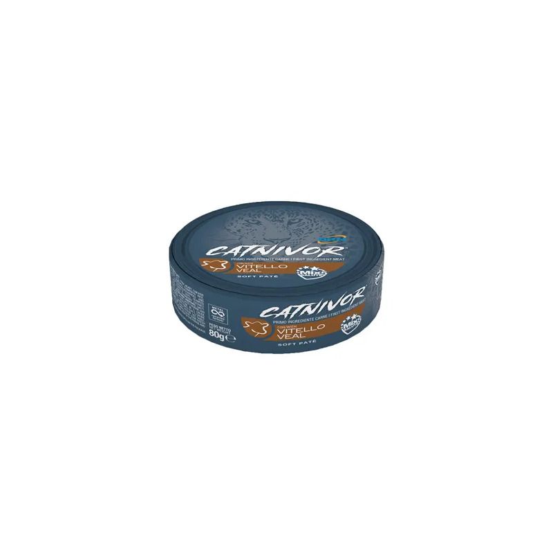 Drn Catnivor Cibo Umido Con Vitello Gatti Adulti Barattolo 80g-1