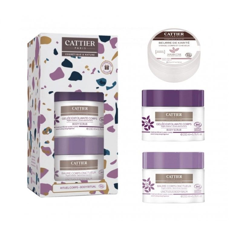 Cattier Paris Cofanetto Rituel Corps esfoliante corpo 200ml + balsamo corpo 200ml + Burro Di Karitè -1