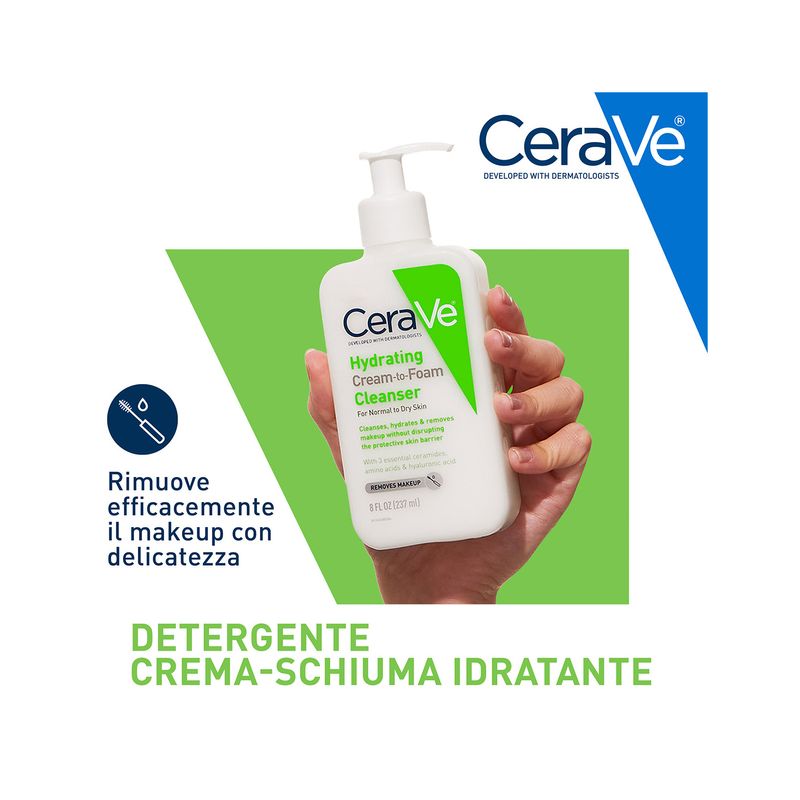 CeraVe Detergente Idratante Viso Pelle da Normale a Secca, con acido ialuronico e ceramidi 263 ml-8