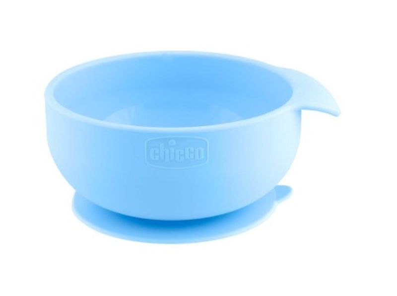 Chicco Take Eat Easy Ciotola in silicone con ventosa colore azzurro 1 pezzo 6m+-1