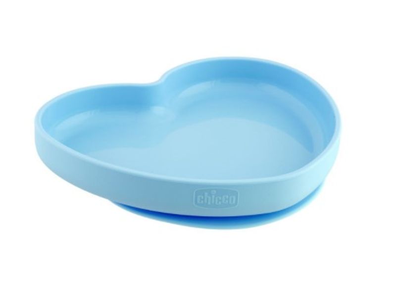 Chicco Take Eat Easy Piatto Cuore in Silicone con Ventosa colore azzurro 1 pezzo 9m+-1