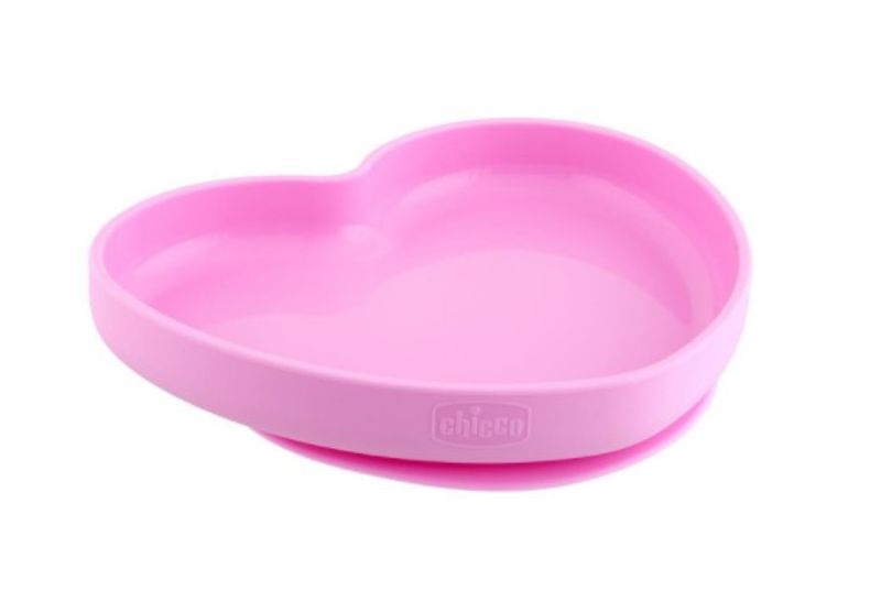 Chicco Take Eat Easy Piatto Cuore in Silicone con Ventosa colore rosa 1 pezzo 9m+-1