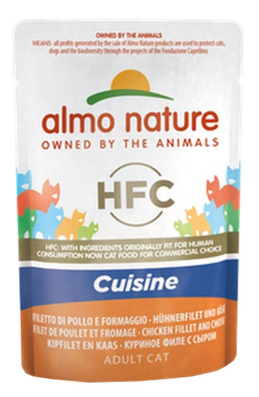 Almo Nature HFC Cuisine Filetto di Pollo e Formaggio alimento umido per gatti adulti 55g-1