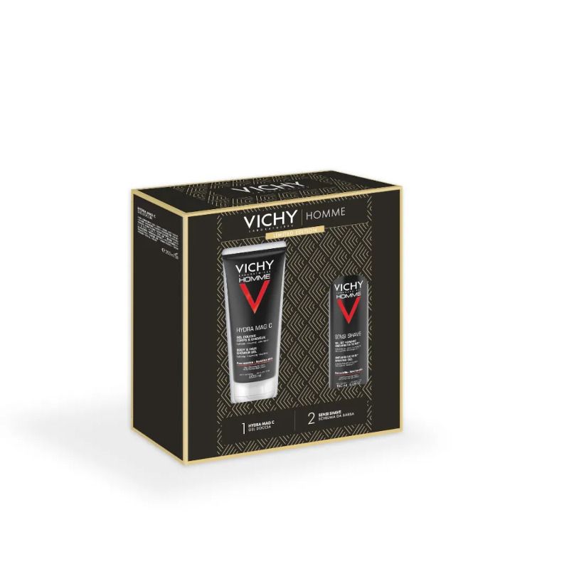 Vichy Cofanetto Regalo Natale Uomo Hydra Mag C Gel Doccia 200ml + Sensi Shave Schiuma da Barba 20ml-1