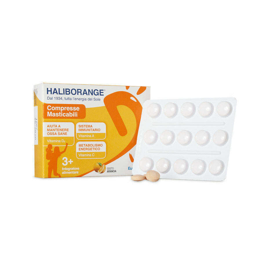 Haliborange bambini 3+ con Vitamina D3 e Vitamina C gusto arancia 30 compresse masticabili-2