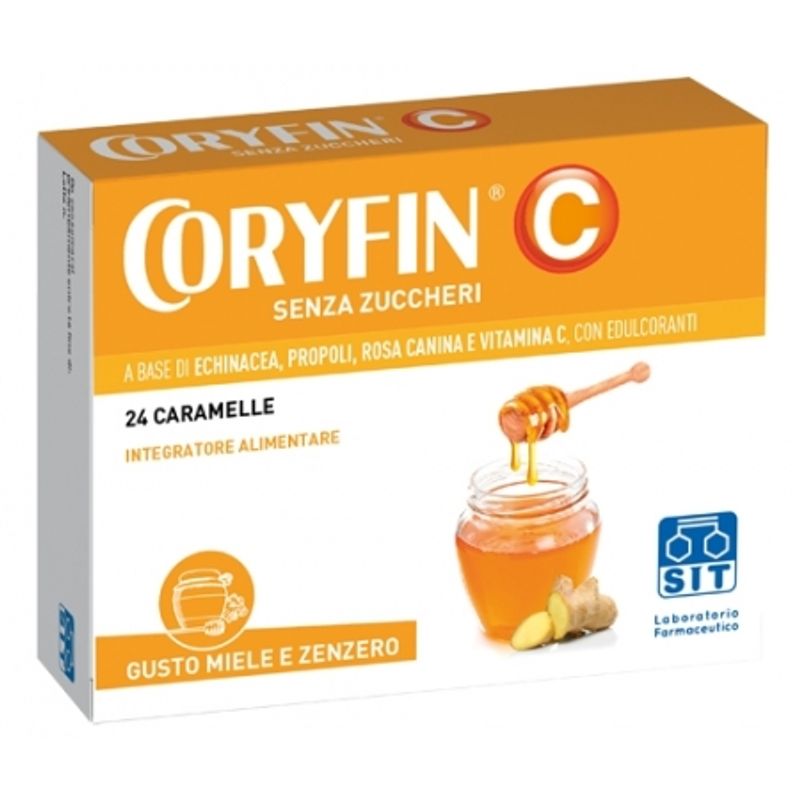 Coryfin C Senza zuccheri integratore alimentare 24 caramelle gusto miele e zenzero-1