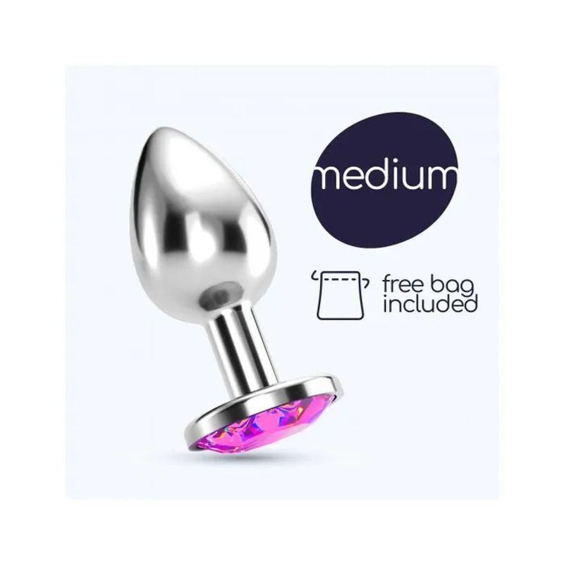 Crushious Plug Anale Gioiello Bijou Rosa Medio con Custodia di Velluto-5
