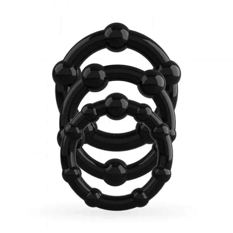 Crushious Triple Bead Set di Anelli per il Pene Neri-1
