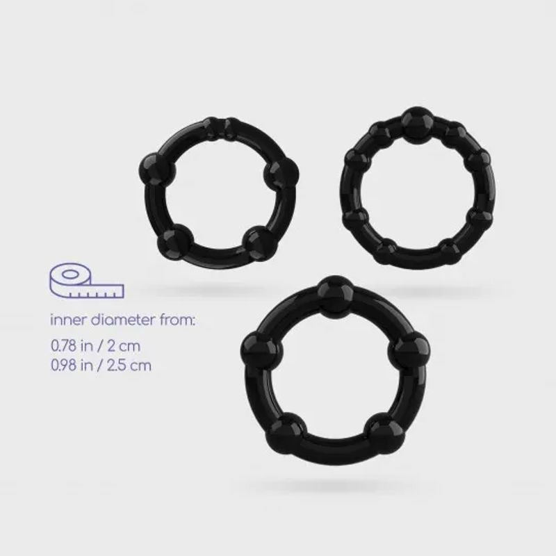 Crushious Triple Bead Set di Anelli per il Pene Neri-3