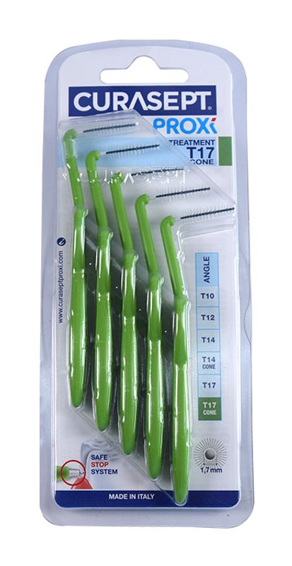 Curasept Proxi Treatment CONE Scovolino angolare T17 1,7mm verde 5 pezzi-1