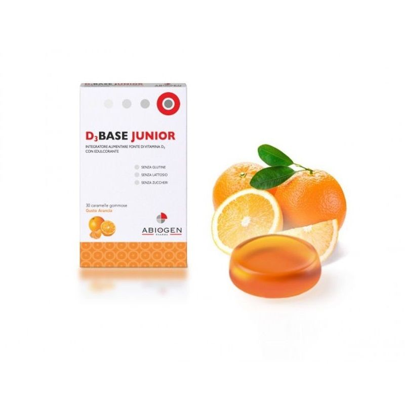 D3 Base Junior integratore alimentare 30 caramelle gusto arancia-1