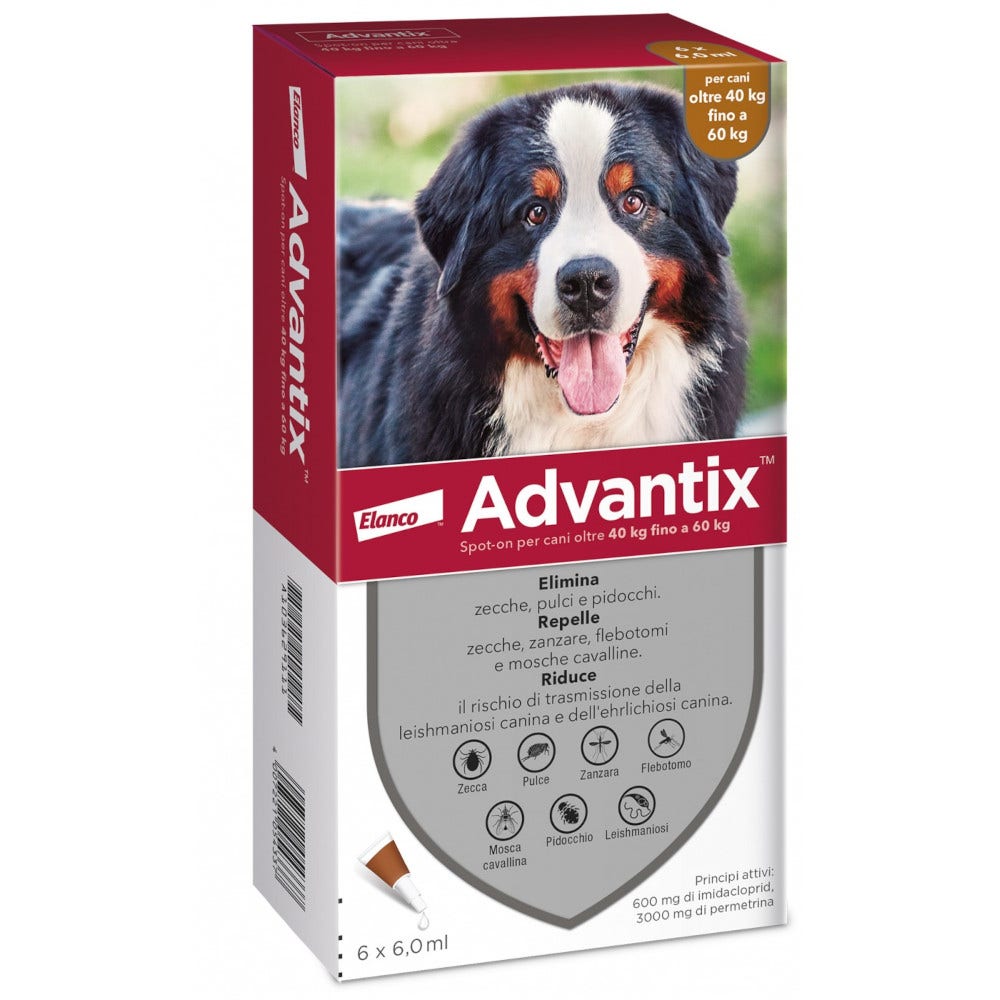Advantix Spot On Per Cani Da 40kg a 60kg 6 Pipette Da 6ml-1