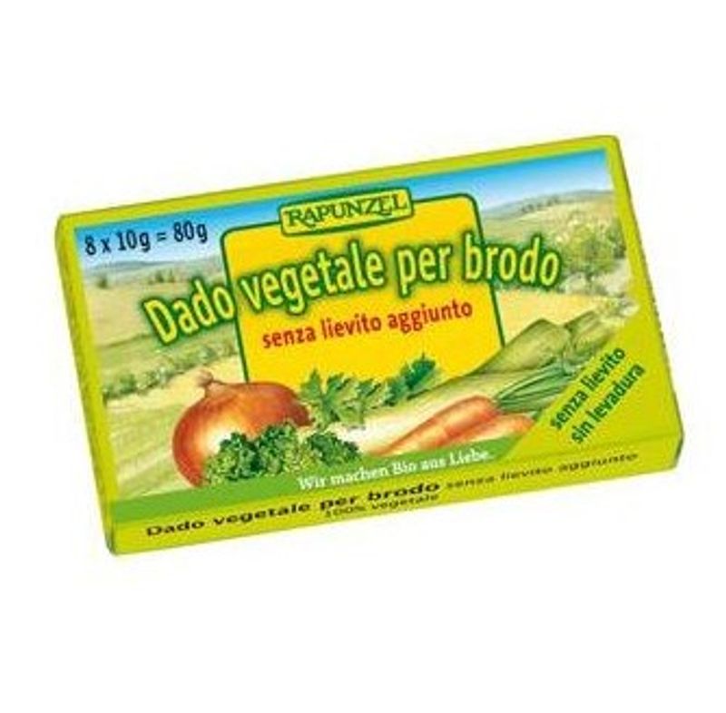 Rapunzel Dado Biologico vegetale per brodo senza lievito aggiunto 8 pezzi da 10g ciascuno-1