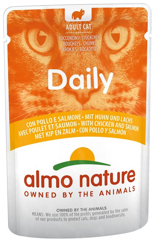 Almo Nature Daily Pollo e Salmone alimento umido per gatti adulti 70g-1