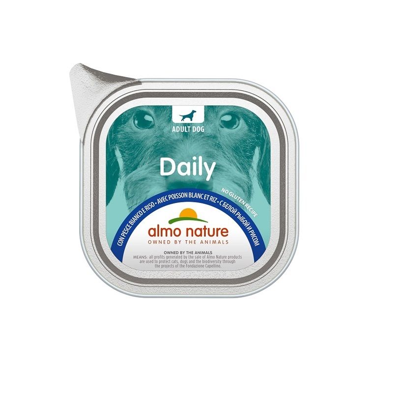 Almo Nature Daily Pesce Bianco e Riso alimento umido per cani adulti 300g-1