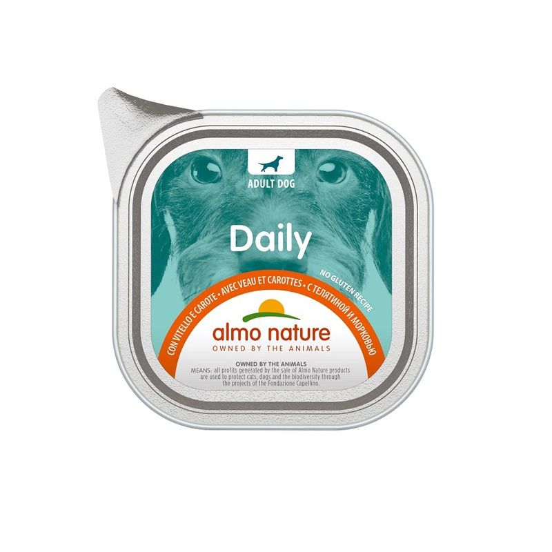 Almo Nature Daily Vitello e Carote alimento umido per cani adulti 100g-1